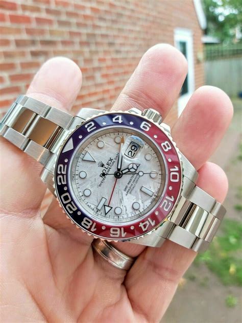 rolex gmt master white gold|Rolex meteorite dial price.